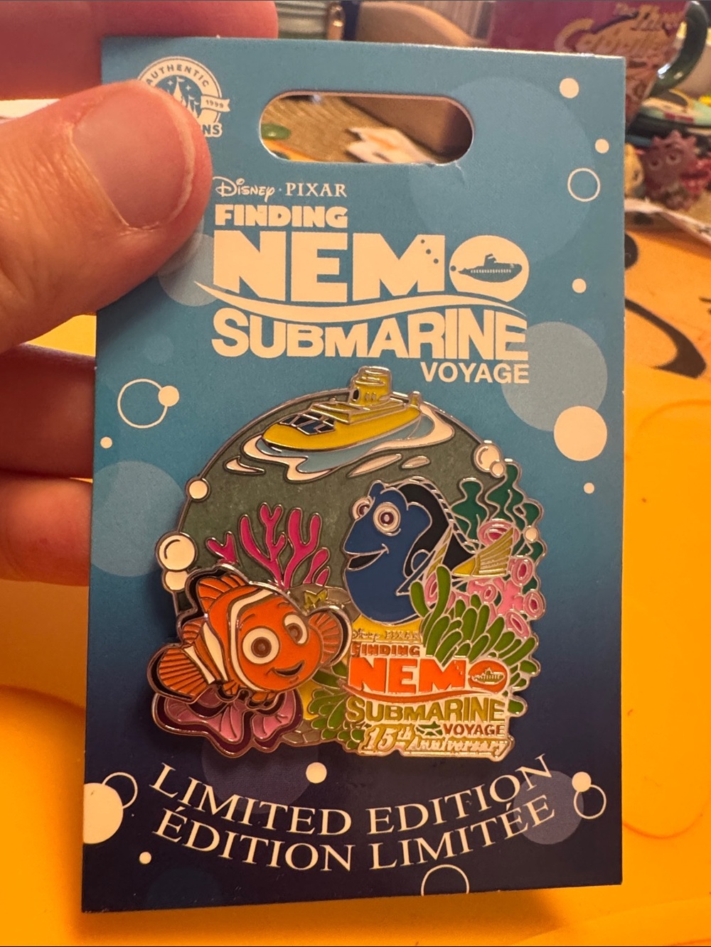 Disney Disneyland Pixar Finding Nemo submarine voyage 15th anniversary pin NWT